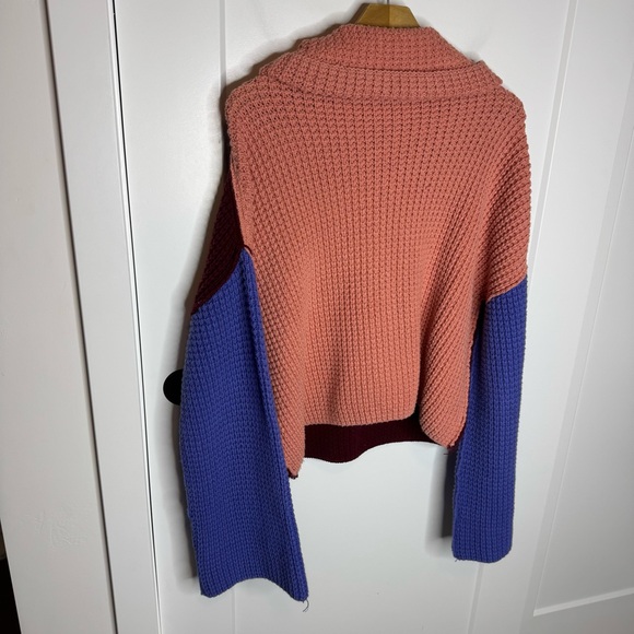 Free People Party City Oversized Chunky Knit Turtleneck Sweater Size Small - Picture 6 of 6